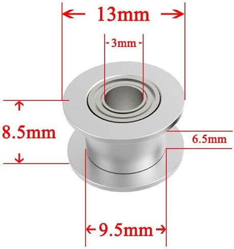 MOTOU® بكرة المهمل لحزام التوقيت من الألومنيوم 16T عالية الدقة للطباعة ثلاثية الأبعاد والتصنيع باستخدام الحاسب الآلي، مناسبة لحزام التوقيت بعرض 6 مم in Kuwait