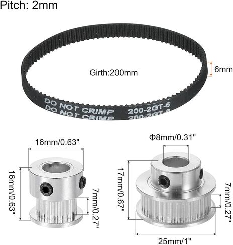 MECCANIXITY Timing Pulley 20&36 Teeth 5mm Bore Synchronous Wheel with Belt and Wrench for 3D Printer, CNC Machine in Kuwait