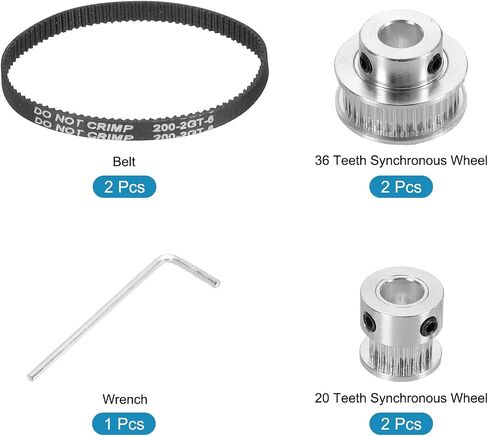MECCANIXITY Timing Pulley 20&36 Teeth 5mm Bore Synchronous Wheel with Belt and Wrench for 3D Printer, CNC Machine in Kuwait