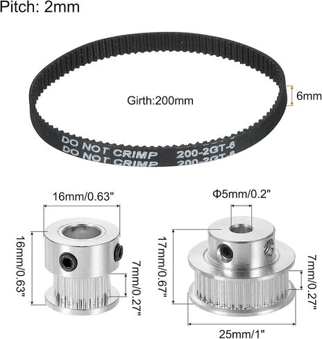 MECCANIXITY Timing Pulley 20&36 Teeth 5mm Bore Synchronous Wheel with Belt and Wrench for 3D Printer, CNC Machine in Kuwait