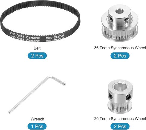 MECCANIXITY Timing Pulley 20&36 Teeth 5mm Bore Synchronous Wheel with Belt and Wrench for 3D Printer, CNC Machine in Kuwait