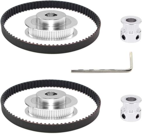 2Kit 2GT Synchronous Wheel 20&60 Teeth 8mm Bore Aluminum Timing Pulley with 2pcs Length 200mm Width 10mm Belt (20-60T-8B-10) in Saudi Arabia