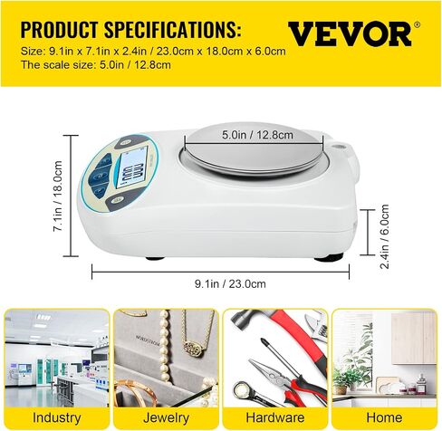 ميزان تحليلي بمقياس مختبر VEVOR، 3000 جم × 0.01 جم، مقياس مختبر عالي الدقة 13 وحدة تحويل مقياس ميزان المختبر الرقمي العلمي للمختبر، المجوهرات، الصناعة، الأعمال (3000 جم، 0.01 جم) in Saudi Arabia