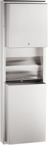 BOBRICK 3979 ClassicSeries موزع مناشف أوتوماتيكي قابل للتحويل من الفولاذ المقاوم للصدأ، موزع مناشف عالمي مزود بإضاءة LED بديهية ووعاء نفايات سعة 12 جالونًا in Kuwait