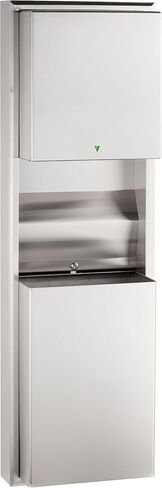 BOBRICK 3979 ClassicSeries موزع مناشف أوتوماتيكي قابل للتحويل من الفولاذ المقاوم للصدأ، موزع مناشف عالمي مزود بإضاءة LED بديهية ووعاء نفايات سعة 12 جالونًا in Kuwait