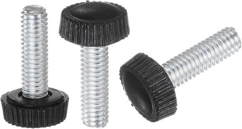 uxcell 30pcs M6 x 20mm Male Thread Knurled Knobs, Thumb Screw Clamping Knobs Grip Plastic Handle Hand Knobs with Threaded Stud, Black in Saudi Arabia