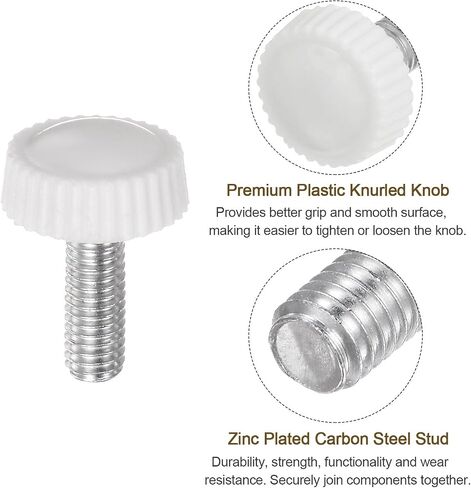 uxcell 30pcs M6 x 20mm Male Thread Knurled Knobs, Thumb Screw Clamping Knobs Grip Plastic Handle Hand Knobs with Threaded Stud, Black in Saudi Arabia
