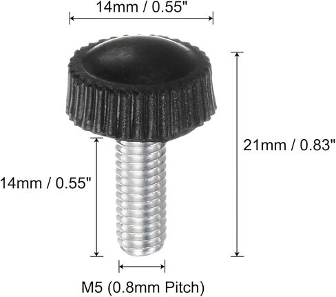uxcell 20pcs M5 x 12mm Male Thread Knurled Knobs, Thumb Screw Clamping Knobs Grip Plastic Handle Hand Knobs with Threaded Stud, Black in Saudi Arabia