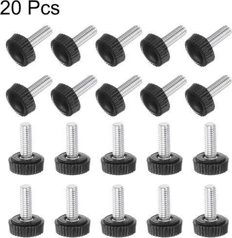 uxcell 20pcs M5 x 12mm Male Thread Knurled Knobs, Thumb Screw Clamping Knobs Grip Plastic Handle Hand Knobs with Threaded Stud, Black in Saudi Arabia