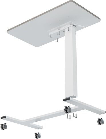 Overbed Table Height Adjustable Pneumatic Hospital Bed Table with Lockable Wheels Rolling Bedside Table Standing Desk Bed Table for Home Office Height 29"-44" in Saudi Arabia
