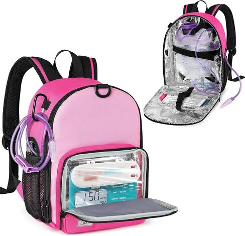 LUXJA Feeding Tube Backpack Fits 500ml Bag, Blue | Feeding Tube Bag for G/J/GJ Tube, Compatible with EnteraLite Infinity and Kangaroo Joey, Aluminum Foil Lining in Saudi Arabia