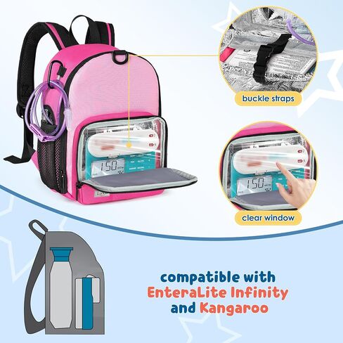 LUXJA Feeding Tube Backpack Fits 500ml Bag, Blue | Feeding Tube Bag for G/J/GJ Tube, Compatible with EnteraLite Infinity and Kangaroo Joey, Aluminum Foil Lining in Saudi Arabia