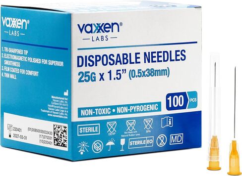 Vaxxen Labs المتاح 25G × 1.5 "Luer Lock (صندوق 100) in Kuwait