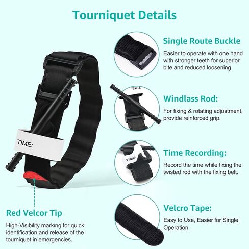 عاصبة، أسرع عاصبة تكتيكية للطوارئ مع مرساة، عاصبة طبية قتالية أكثر أمانًا، يد واحدة سريعة، تطبيق للمشي لمسافات طويلة، عسكري، طبي، تدريب مدرسي (4 عبوات) in Kuwait