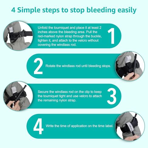 عاصبة، أسرع عاصبة تكتيكية للطوارئ مع مرساة، عاصبة طبية قتالية أكثر أمانًا، يد واحدة سريعة، تطبيق للمشي لمسافات طويلة، عسكري، طبي، تدريب مدرسي (4 عبوات) in Kuwait