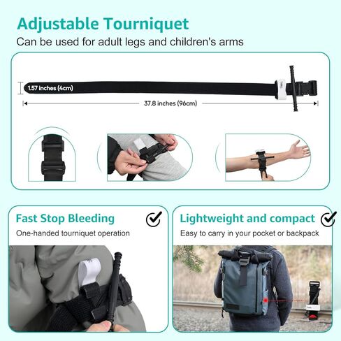 عاصبة، أسرع عاصبة تكتيكية للطوارئ مع مرساة، عاصبة طبية قتالية أكثر أمانًا، يد واحدة سريعة، تطبيق للمشي لمسافات طويلة، عسكري، طبي، تدريب مدرسي (4 عبوات) in Kuwait