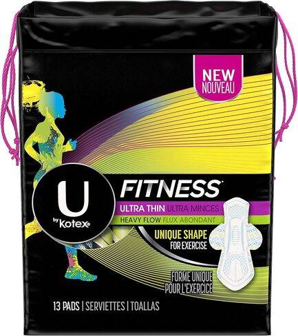 فوط U من Kotex شديدة الامتصاص وغير معطرة للياقة البدنية رفيعة للغاية مع أجنحة، 26 قطعة in Kuwait