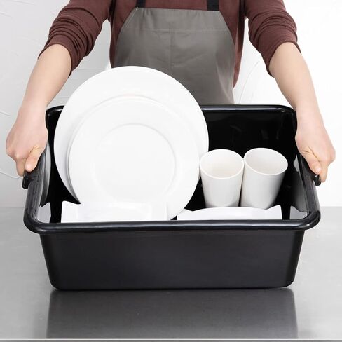 حوض أدوات المطاعم فقط: أحواض حافلة RW Clean مقاس 21.25 بوصة × 15.7 بوصة، 12 صندوق حافلة عادي - تُباع الأغطية بشكل منفصل مع مقابض، أحواض مطاعم بلاستيكية سوداء شديدة التحمل لتنظيم المطبخ in Saudi Arabia