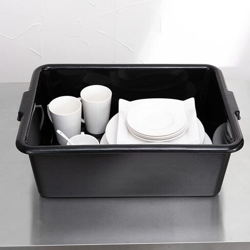 حوض أدوات المطاعم فقط: أحواض حافلة RW Clean مقاس 21.25 بوصة × 15.7 بوصة، 12 صندوق حافلة عادي - تُباع الأغطية بشكل منفصل مع مقابض، أحواض مطاعم بلاستيكية سوداء شديدة التحمل لتنظيم المطبخ in Saudi Arabia