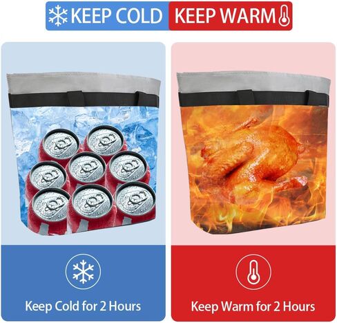 Insulated Reusable Tote Bag for Grocery Shopping for Women/Men, Pizza/Food Delivery Bag to Keep Food Cold/Hot for Uber Eats/Doordash/Grubub, Cooler bags for Travel/Beach/Picnic, Grey in Saudi Arabia