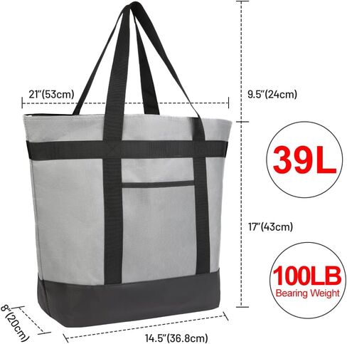 Insulated Reusable Tote Bag for Grocery Shopping for Women/Men, Pizza/Food Delivery Bag to Keep Food Cold/Hot for Uber Eats/Doordash/Grubub, Cooler bags for Travel/Beach/Picnic, Grey in Saudi Arabia
