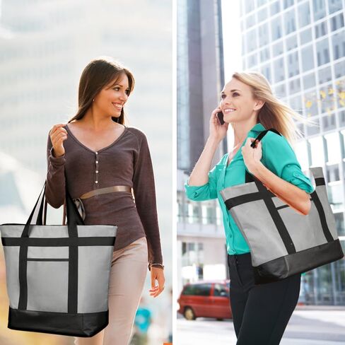 Insulated Reusable Tote Bag for Grocery Shopping for Women/Men, Pizza/Food Delivery Bag to Keep Food Cold/Hot for Uber Eats/Doordash/Grubub, Cooler bags for Travel/Beach/Picnic, Grey in Saudi Arabia
