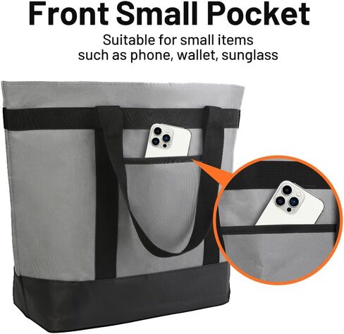 Insulated Reusable Tote Bag for Grocery Shopping for Women/Men, Pizza/Food Delivery Bag to Keep Food Cold/Hot for Uber Eats/Doordash/Grubub, Cooler bags for Travel/Beach/Picnic, Grey in Saudi Arabia