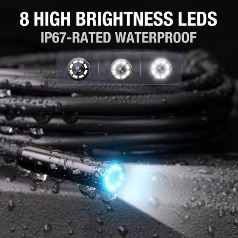 50FT Sewer Camera for iPhone, Teslong USB C Drain Plumbing Snake Borescope Inspection Camera with 8 LED Lights, 50 ft Flexible Waterproof Endoscope Fiber Optic Scope Cam for iOS Android Phone iPad in Saudi Arabia