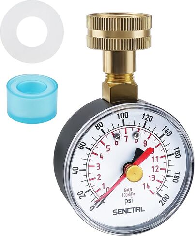 0-200 psi Water Pressure Gauge Test with Max Pointer, Lead-Free, 2-1/2" Dial Size, 3/4" Female Garden Hose Thread, for Home Potable Water, House Tube in Saudi Arabia