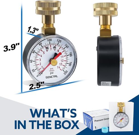 0-200 psi Water Pressure Gauge Test with Max Pointer, Lead-Free, 2-1/2" Dial Size, 3/4" Female Garden Hose Thread, for Home Potable Water, House Tube in Saudi Arabia