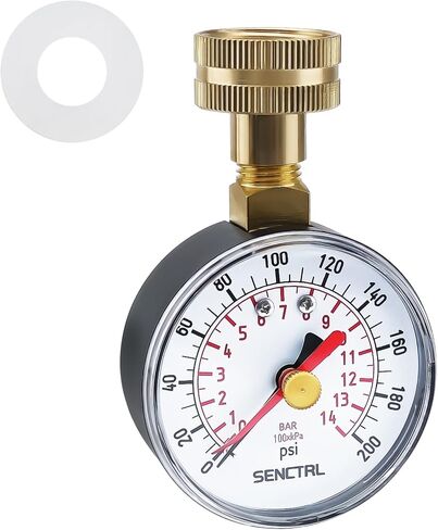 0-200 psi Water Pressure Gauge Test with Max Pointer, Lead-Free, 2-1/2" Dial Size, 3/4" Female Garden Hose Thread, for Home Potable Water, House Tube in Saudi Arabia
