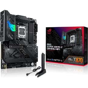 ASUS ROG STRIX X870-F GAMING WIFI AMD X870 AM5 DDR5 8000 DP HDMI 2xUSB4 4x M2 USB3.2 WiFi 7 + BT AURA RGB 5Gbit LAN ATX 16+2+2 Power Stages, Dual USB4, 4xM.2 slot, PCIe 5.0 Mother card in Kuwait