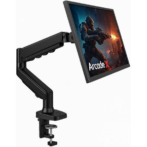 ArcadeX Single Monitor Mount, 13 to 32 Inch Gas Monitor Arm, Adjustable Stand, Vesa Mount with Clamp and Grommet Base - Fits 4.4 to 22lbs LED Computer Monitors (Black) in Saudi Arabia