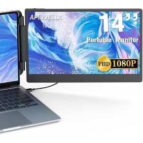 14'' Laptop Screen Extender 1080P, Portable Dual Monitor Extender for Laptops - USB C and HDMI, Plug-Play for Dual Display on Mac and Windows, Fits 13''-17.3'' Laptops in Kuwait