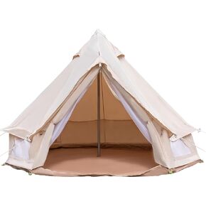Bell Tent Yurt Tents with Carrying Bag 4 Seasons Waterproof Tent 6.5ft Sturdy Center Rod for Camping 100% Cotton Glamping Tents Breathable Holds up to 2 People in Saudi Arabia