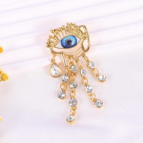Lucky Evil Eye Brooch Pin Freshwater Pearl and Crystal Vintage Lapel Pin for Wedding Party Prom Multipurpose Brooch Ladies Accessories for Shawl Scarf Buckle Sweater Cardigan in Saudi Arabia