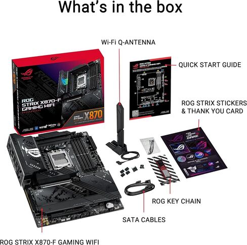 ASUS ROG STRIX X870-F GAMING WIFI AMD X870 AM5 DDR5 8000 DP HDMI 2xUSB4 4x M2 USB3.2 WiFi 7 + BT AURA RGB 5Gbit LAN ATX 16+2+2 Power Stages, Dual USB4, 4xM.2 slot, PCIe 5.0 Mother card in Saudi Arabia