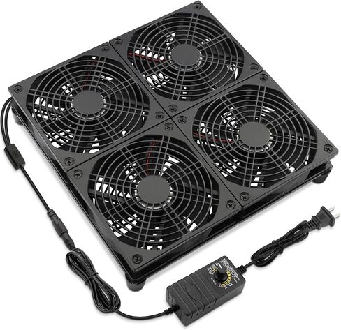 120mm x 4 Computer Cooling Fan with AC Plug 110v – 240v Powered Box Fan Speed Control for Router TV DVR Xbox Receiver Cabinet PlayStation Modem* in Saudi Arabia