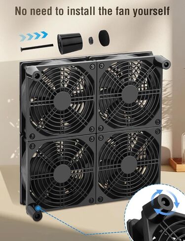 120mm x 4 Computer Cooling Fan with AC Plug 110v – 240v Powered Box Fan Speed Control for Router TV DVR Xbox Receiver Cabinet PlayStation Modem* in Saudi Arabia