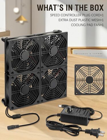 120mm x 4 Computer Cooling Fan with AC Plug 110v – 240v Powered Box Fan Speed Control for Router TV DVR Xbox Receiver Cabinet PlayStation Modem* in Saudi Arabia