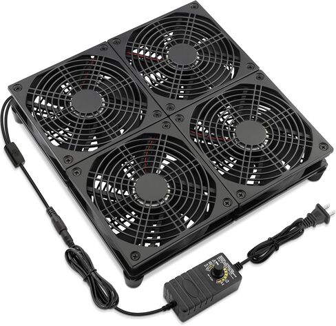 مروحة تبريد الكمبيوتر 120 مم × 4 مع المكونات AC 110V - 240 فولت التحكم في سرعة مروحة مروحة لجهاز التوجيه DVR Xbox استقبال الوزراء المودم PlayStation* in Kuwait