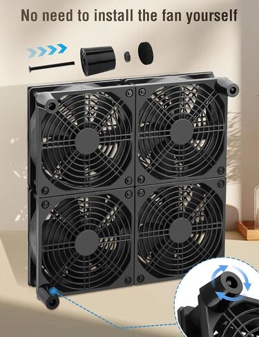 مروحة تبريد الكمبيوتر 120 مم × 4 مع المكونات AC 110V - 240 فولت التحكم في سرعة مروحة مروحة لجهاز التوجيه DVR Xbox استقبال الوزراء المودم PlayStation* in Kuwait