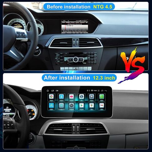 12.3'' Android 14 Car Radio Wireless Carplay Touchscreen for Mercedes Benz C Class W204 S204 2011-2014 NTG4.5 System Car Stereo, Support Wirless Android Auto, Navigation,Camera in Kuwait