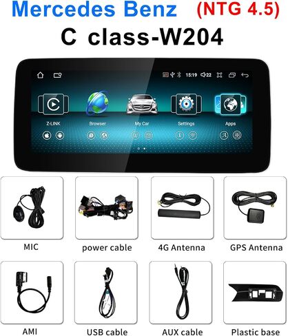 12.3'' Android 14 Car Radio Wireless Carplay Touchscreen for Mercedes Benz C Class W204 S204 2011-2014 NTG4.5 System Car Stereo, Support Wirless Android Auto, Navigation,Camera in Kuwait