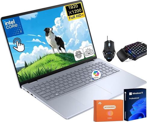 Dell Inspiron 16 Touchscreen Business Laptop, Intel Core 7 150U(Up to 5.4GHz), 16" WUXGA FHD+ Display, 64 GB DDR5, 4 TB SSD, Copilot, Backlit Keyboard, Fingerprint Reader, Windows 11 Pro, Accessories in Saudi Arabia