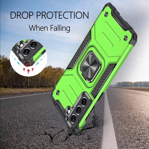 Case for Galaxy S21 FE 5G with 3 Pcs Tempered Glass Screen Protector, Military-Grade Built in Magnetic Ring Kickstand Dual Layer Hybrid Shockproof Aromr Rugged Case for Galaxy S21 FE 5G - Silver in Saudi Arabia