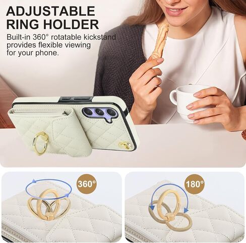Phone Case for Samsung Galaxy S25 5G Wallet Cover with Tempered Glass Screen Protector and Crossbody Wrist Strap Ring RFID Blocking Credit Card Holder Cell S 25 25S 25 25S SM-S931U Women Girls Brown in Saudi Arabia