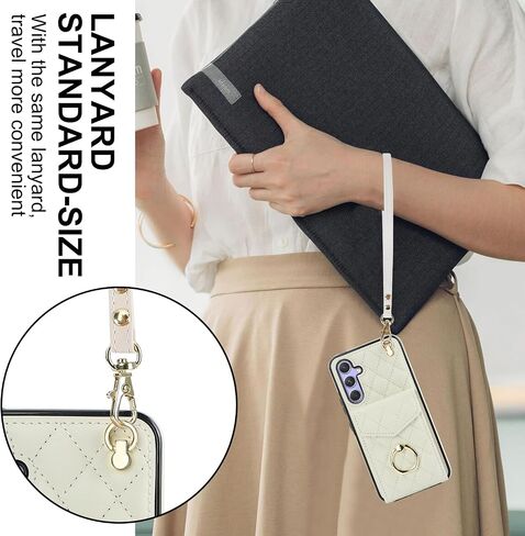 Phone Case for Samsung Galaxy S25 5G Wallet Cover with Tempered Glass Screen Protector and Crossbody Wrist Strap Ring RFID Blocking Credit Card Holder Cell S 25 25S 25 25S SM-S931U Women Girls Brown in Saudi Arabia