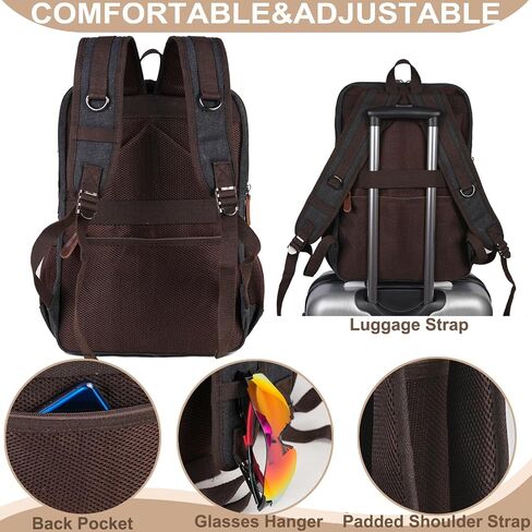 Canvas Vintage Laptop Backpack for Women Men, College Bookbag Fits 15.6 Inch Laptop (Coffee) in Kuwait