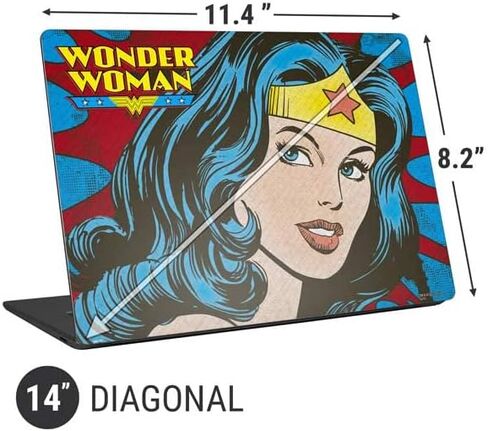 Skinit Laptop Decal Skin Compatible with Universal Laptop 14in (11.4 x 8.2in) - Officially Licensed Warner Bros Wonder Woman Vintage Profile Design in Saudi Arabia